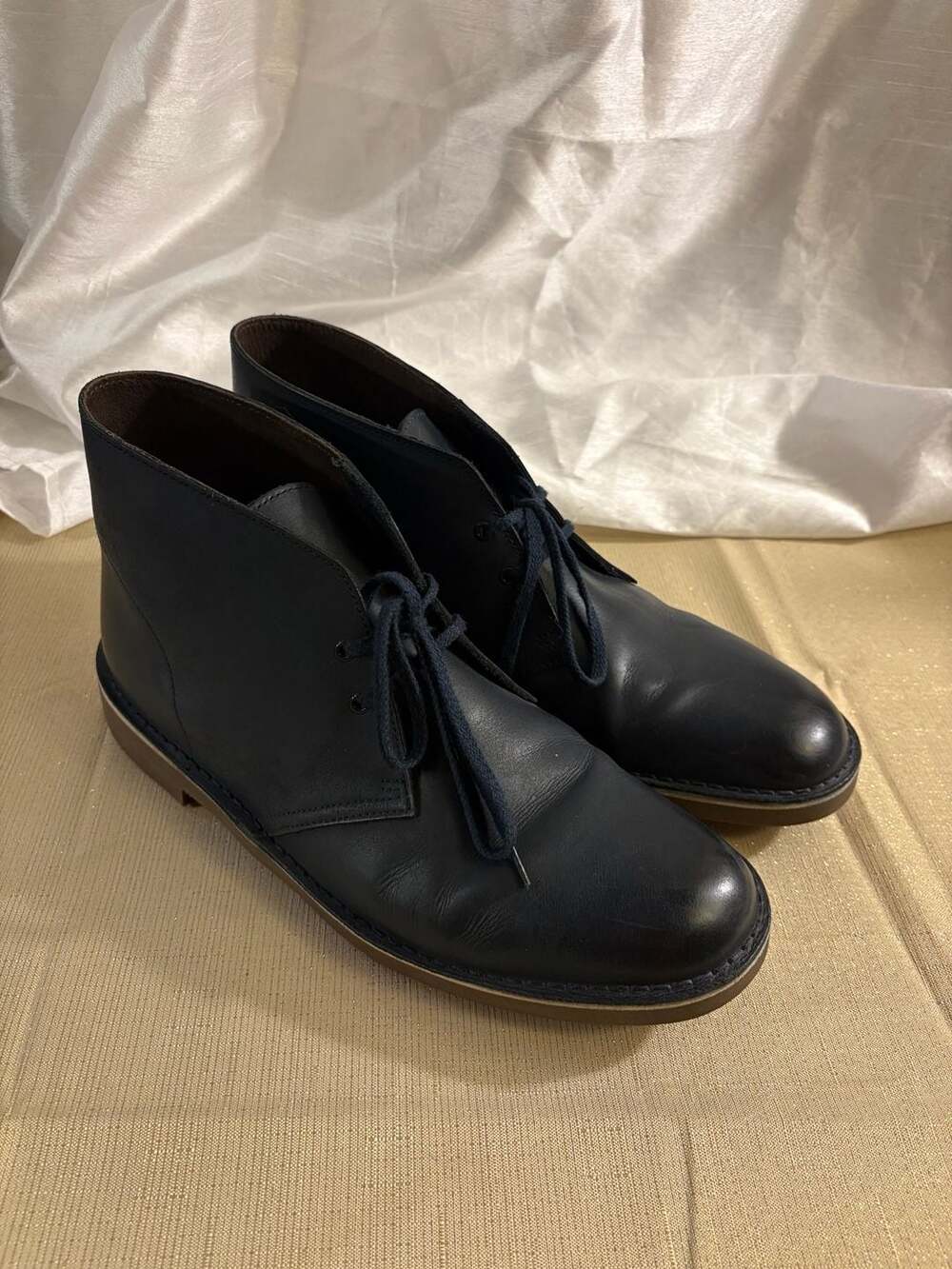 Clarks Bushacre 2 Navy Leather Chukka Boots